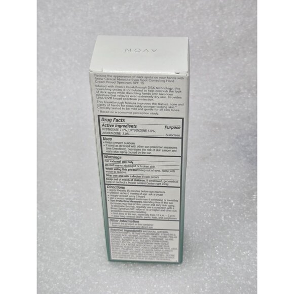 Avon Anew Clinical Absolute Even Multi-Tone Skin Correcting Hand Cream SPF 15 - Picture 2 of 2